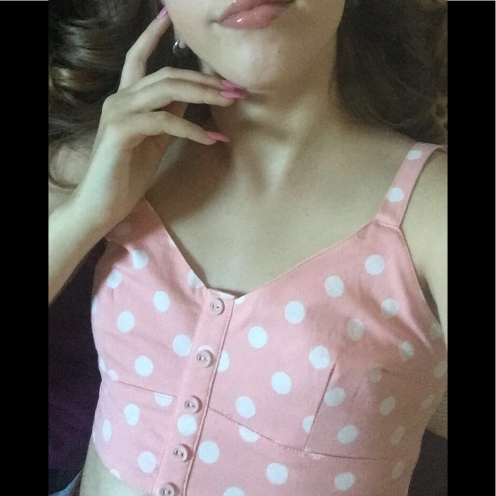 Forever 21 pink polka dot crop top
